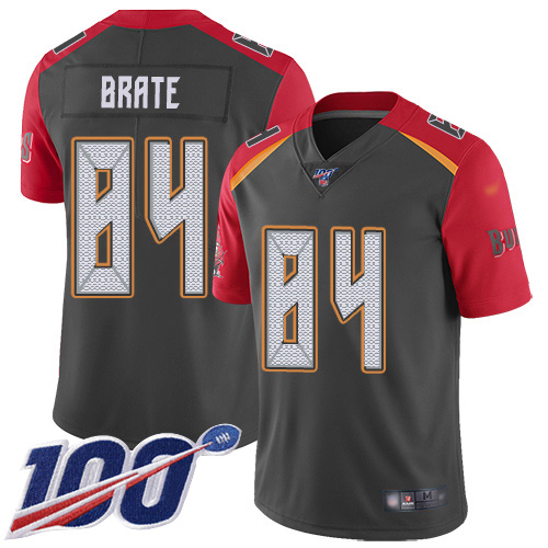 Tampa Bay Buccaneers #84 Cameron Brate Gray Men's Stitched Limited Inverted Legend 100th Season Jersey Men's
