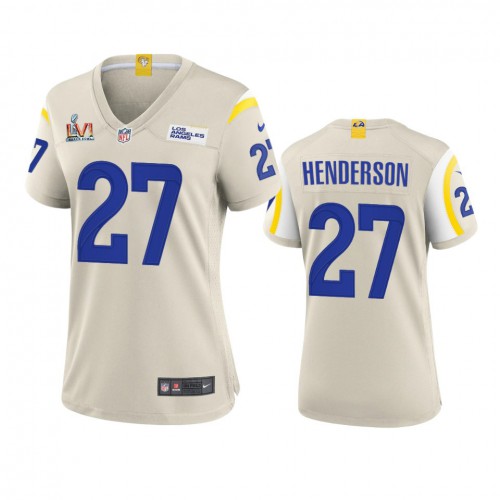 Los Angeles Los Angeles Rams #27 Darrell Henderson Women's Super Bowl LVI Patch Game Jersey - Bone Womens