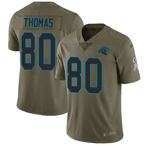 Carolina Panthers #80 Ian Thomas Olive Men's Stitched Limited 2017 Salute To Service Jersey Men's