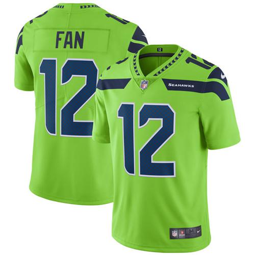Seahawks #12 Fan Green Youth Stitched Limited Rush Jersey
