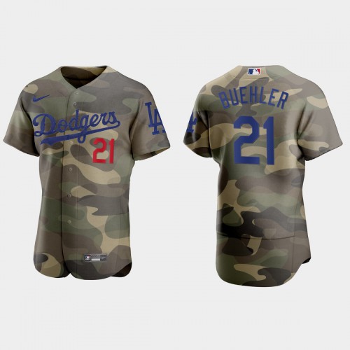Los Angeles Los Angeles Dodgers #21 Walker Buehler Men's 2021 Armed Forces Day Authentic Jersey -Camo Men's