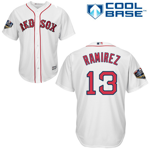 Boston Red Sox #13 Hanley Ramirez New White Cool Base 2018 World Series Stitched Jersey Men's