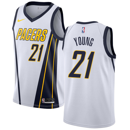 Indiana Pacers #21 Thaddeus Young White Swingman Earned Edition Jersey Mens