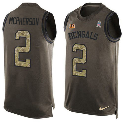 Bengals #2 Evan McPherson Green Men's Stitched Limited Salute To Service Tank Top Jersey