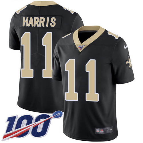 New Orleans Saints #11 Deonte Harris Black Team Color Youth Stitched 100th Season Vapor Untouchable Limited Jersey Youth