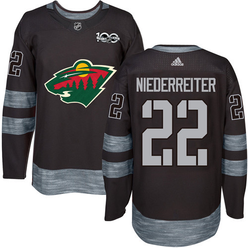 Adidas Minnesota Wild #22 Nino Niederreiter Black 1917-2017 100th Anniversary Stitched Jersey Men's