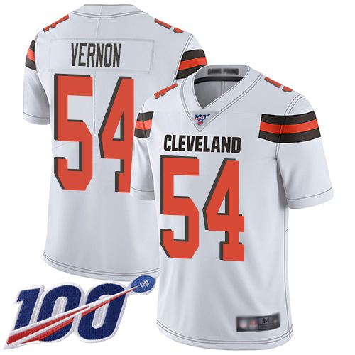 Cleveland Browns #54 Olivier Vernon White Men's Stitched 100th Season Vapor Limited Jersey Men's