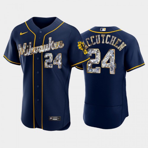 Milwaukee Milwaukee Brewers #24 Andrew McCutchen Men's Diamond Edition Jersey - Navy Men's