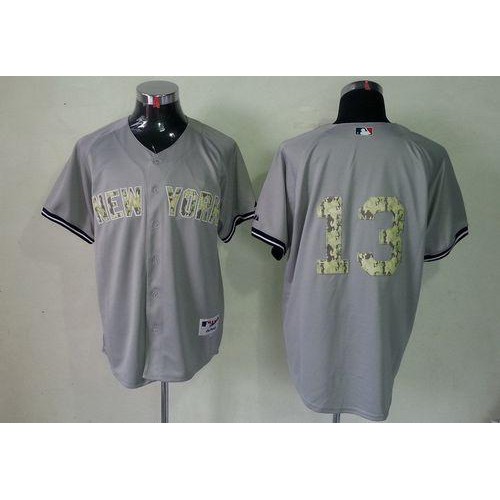 New York Yankees #13 Alex Rodriguez Grey USMC Cool Base Stitched Jersey Men's