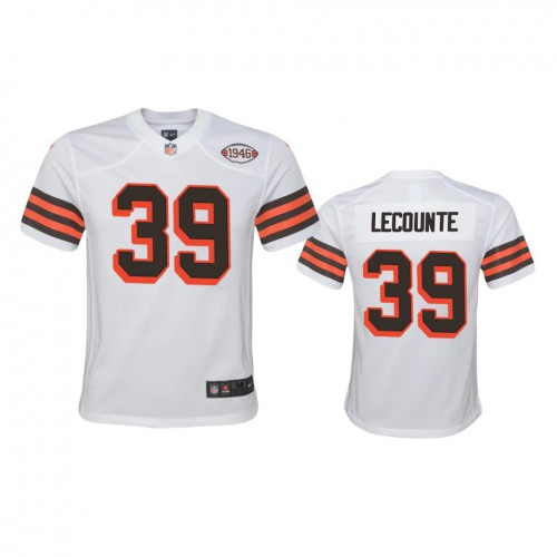 Youth Cleveland Browns #39 Richard Lecounte 1946 Collection Alternate Game Limited Jersey - White Youth