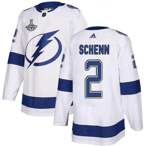 Adidas Tampa Bay Lightning #2 Luke Schenn White Road Authentic Youth 2020 Stanley Cup Champions Stitched Jersey Youth