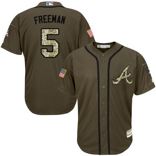 Atlanta Braves #5 Freddie Freeman Green Salute to Service Stitched Youth Jersey Youth