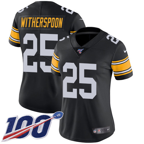 Steelers #25 Ahkello Witherspoon Black Alternate Women's Stitched 100th Season Vapor Limited Jersey