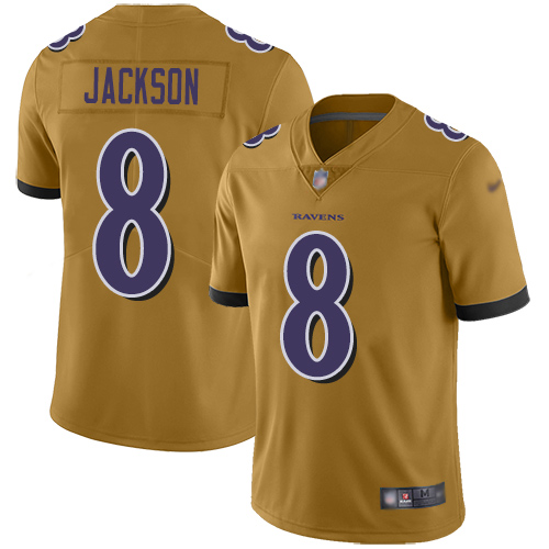 Ravens #8 Lamar Jackson Gold Men's Stitched Limited Inverted Legend Jersey