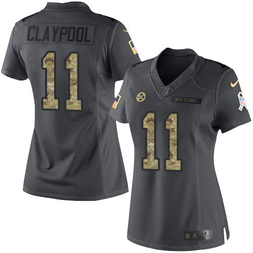 Pittsburgh Steelers #11 Chase Claypool Black Women's Stitched Limited 2016 Salute to Service Jersey Womens