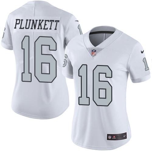 Las Vegas Raiders #16 Jim Plunkett White Women's Stitched Limited Rush Jersey Womens