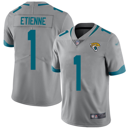 Jaguars #1 Travis Etienne Silver Men's Stitched Limited Inverted Legend Jersey