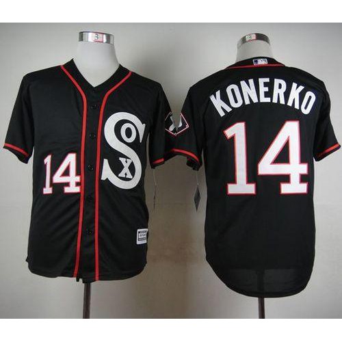 Chicago White Sox #14 Paul Konerko Black New Cool Base Stitched Jersey Men's