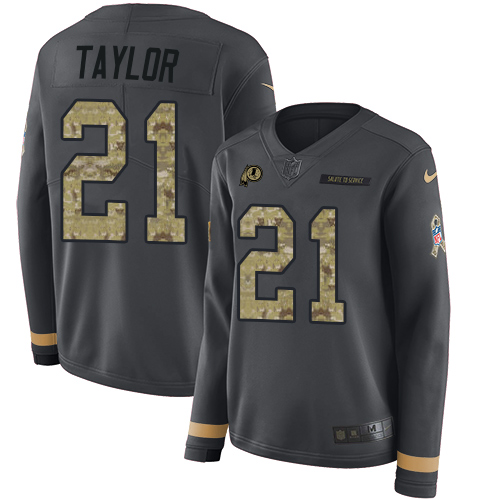 Commanders #21 Sean Taylor Anthracite Salute To Service Women's Stitched Limited Therma Long Sleeve Jersey