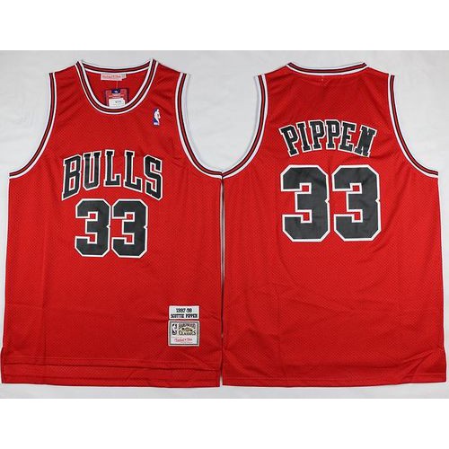 Mitchell And Ness Chicago Bulls #33 Scottie Pippen Red Throwback Stitched Jersey Mens