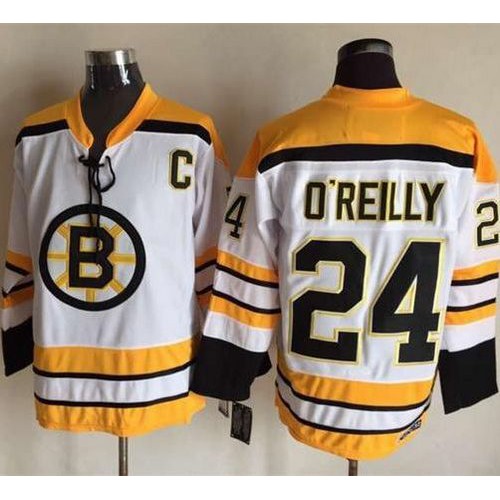Boston Bruins #24 Terry O'Reilly White CCM Throwback Stitched Jersey Men's