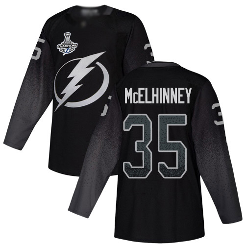 Adidas Tampa Bay Lightning #35 Curtis McElhinney Black Alternate Authentic Youth 2020 Stanley Cup Champions Stitched Jersey Youth