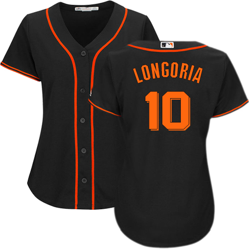 San Francisco Giants #10 Evan Longoria Black Alternate Women's Stitched Jersey Womens