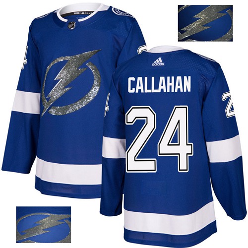 Adidas Tampa Bay Lightning #24 Ryan Callahan Blue Home Authentic Fashion Gold Stitched Jersey Men's