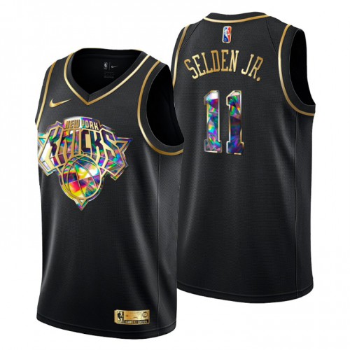 New York New York Knicks #11 Wayne Selden Jr. Mens Golden Edition Diamond Logo 2021/22 Swingman Jersey - Black Mens
