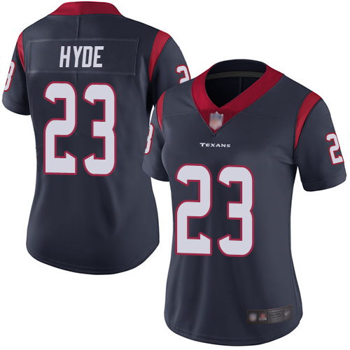 Houston Texans #23 Carlos Hyde Navy Blue Team Color Women's Stitched Vapor Untouchable Limited Jersey Womens