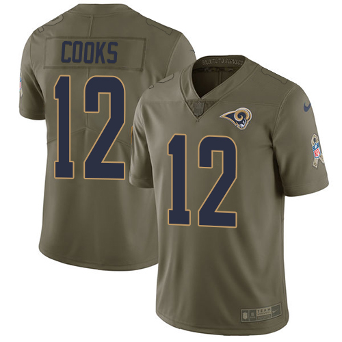 Los Angeles Rams #12 Brandin Cooks Olive Men's Stitched Limited 2017 Salute To Service Jersey Men's