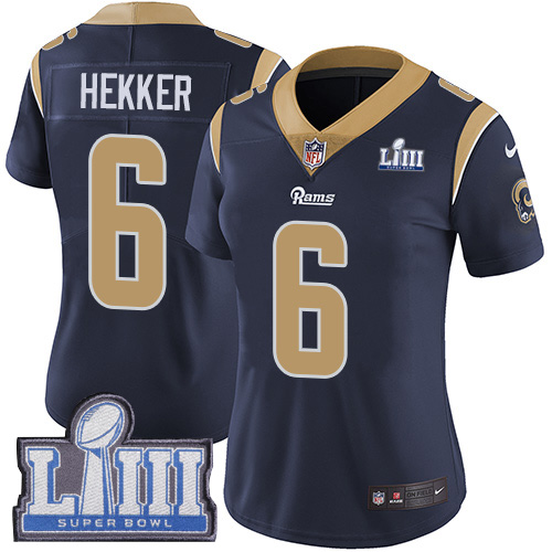 Los Angeles Rams #6 Johnny Hekker Navy Blue Team Color Super Bowl LIII Bound Women's Stitched Vapor Untouchable Limited Jersey Womens