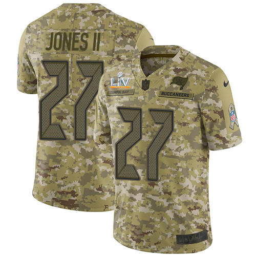 Tampa Bay Buccaneers #27 Ronald Jones II Camo Youth Super Bowl LV Bound Stitched Limited 2018 Salute To Service Jersey Youth