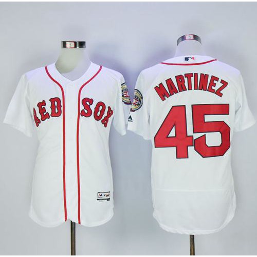 Boston Red Sox #45 Pedro Martinez White Flexbase Authentic Collection Stitched Jersey Men's