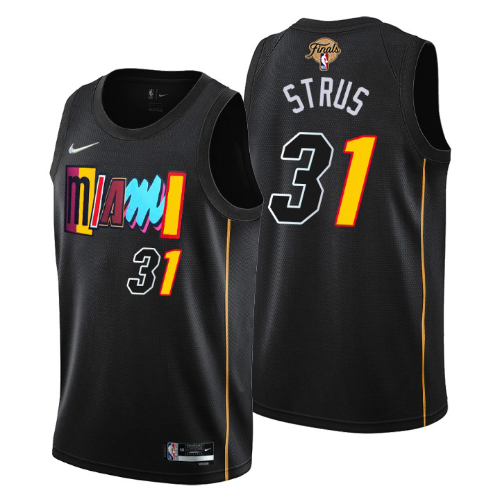 Miami Heat #31 Max Strus Black 2023 Finals Patch Swingman Jersey - City Edition