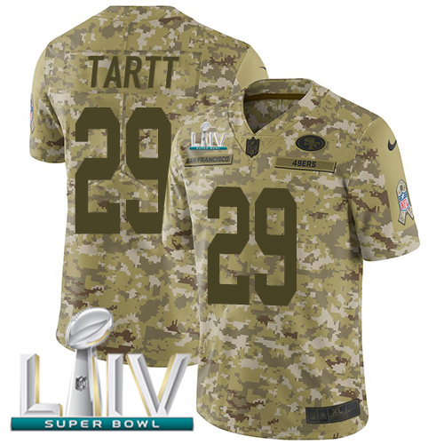 San Francisco 49ers #29 Jaquiski Tartt Camo Super Bowl LIV 2020 Youth Stitched Limited 2018 Salute To Service Jersey Youth