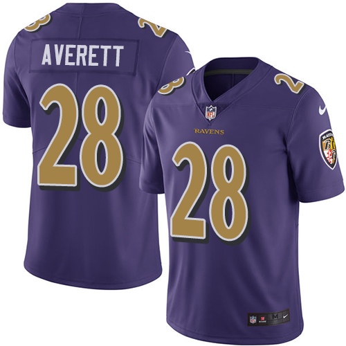 Baltimore Ravens #28 Anthony Averett Purple Men's Stitched Limited Rush Jersey Men's