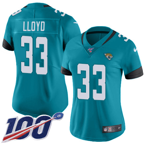 Jaguars #33 Devin Lloyd Teal Green Alternate Women's Stitched 100th Season Vapor Untouchable Limited Jersey