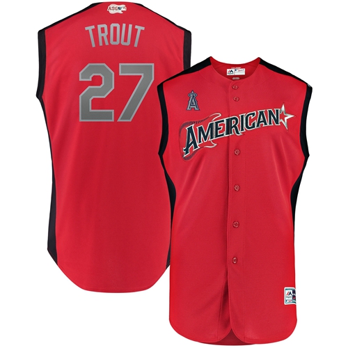 Los Angeles Angels of Anaheim #27 Mike Trout Red 2019 All-Star American League Stitched Jersey Men's