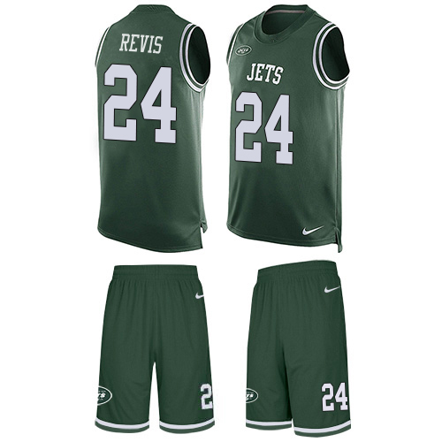 Jets #24 Darrelle Revis Green Team Color Men's Stitched Limited Tank Top Suit Jersey
