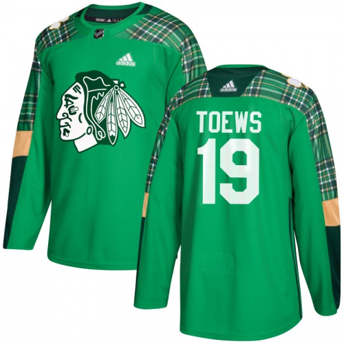 Adidas Chicago Blackhawks #19 Jonathan Toews adidas Green St. Patrick's Day Authentic Practice Stitched Jersey Men's