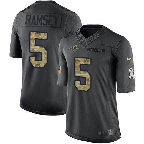 Rams #5 Jalen Ramsey Black Men's Stitched Limited 2016 Salute To Service Jersey