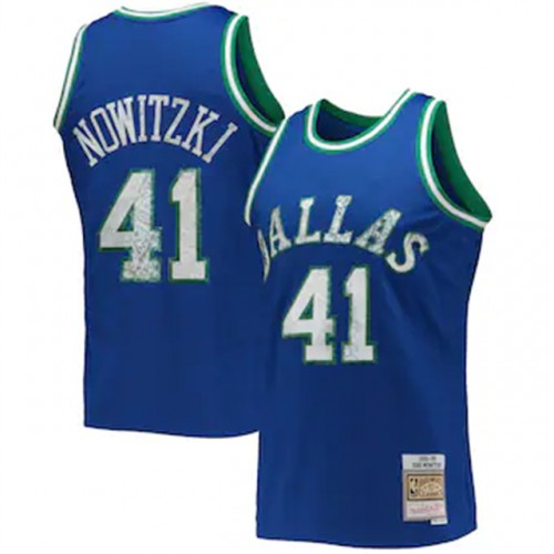 Dallas Mavericks #41 Dirk Nowitzki Mitchell & Ness 1996-97 Hardwood Classics 75th Anniversary Diamond Swingman Jersey - Blue Mens
