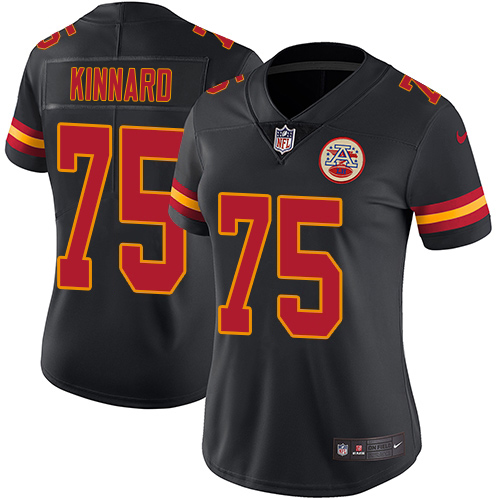 Chiefs #75 Darian Kinnard Black Women's Stitched Limited Rush Jersey