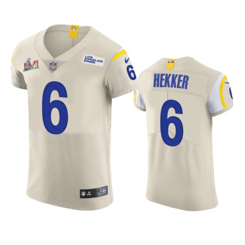 Los Angeles Los Angeles Rams #6 Johnny Hekker Men's Super Bowl LVI Patch Vapor Elite Player Jersey - Bone Men's