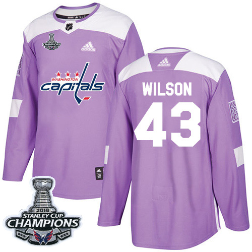 Adidas Washington Capitals #43 Tom Wilson Purple Authentic Fights Cancer Stanley Cup Final Champions Stitched Jersey Men's