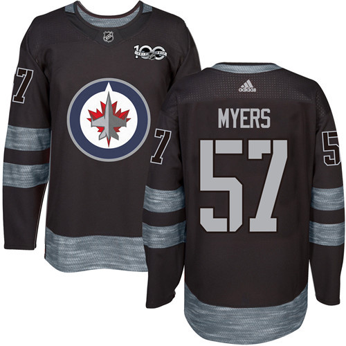 Adidas Winnipeg Jets #57 Tyler Myers Black 1917-2017 100th Anniversary Stitched Jersey Men's