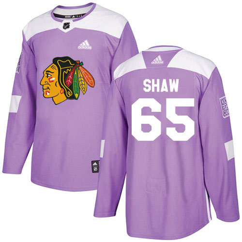 Adidas Chicago Blackhawks #65 Andrew Shaw Purple Authentic Fights Cancer Stitched Youth Jersey Youth