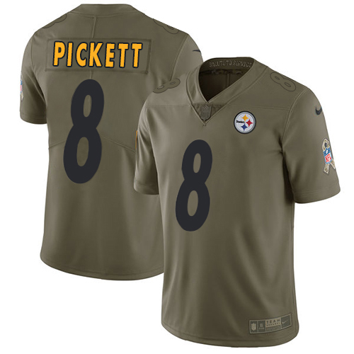 Steelers #8 Kenny Pickett Olive Men's Stitched Limited 2017 Salute To Service Jersey