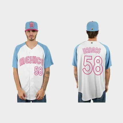 Cesar Vargas Mexico Baseball 2023 World Baseball Classic Jersey – White Blue